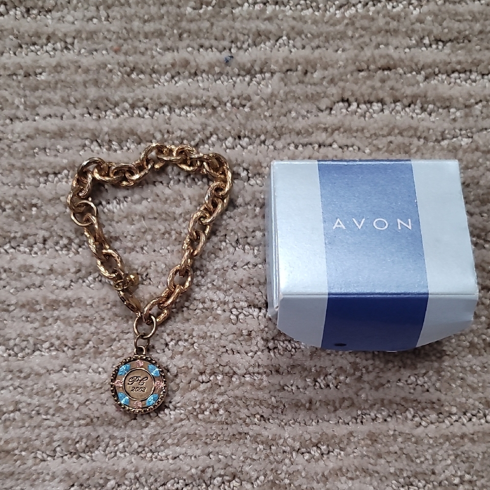 Avon Gold-Tone Bracelet with Blue Accents